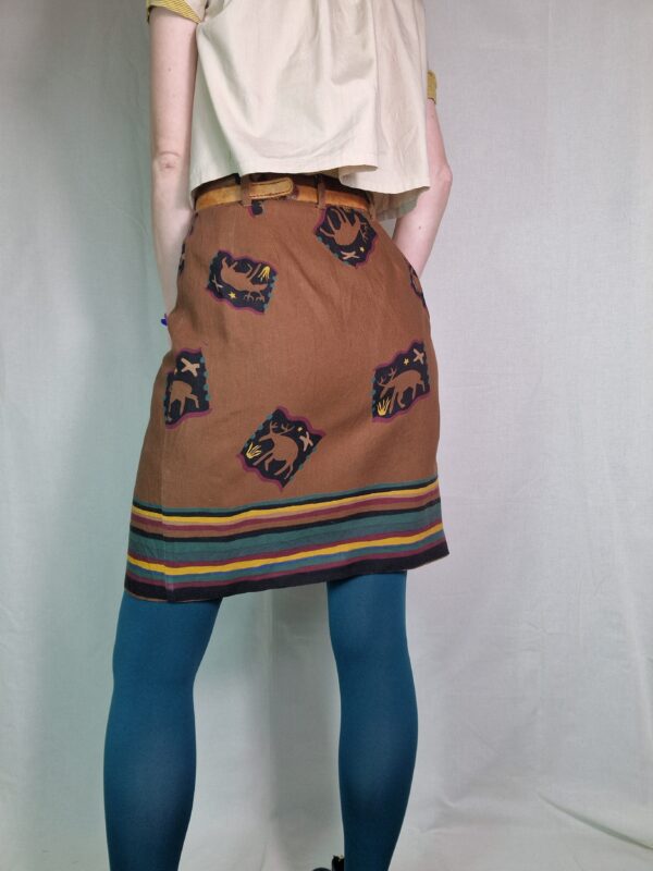 Patterned Brown Wrap Skirt Size 8 -10 4