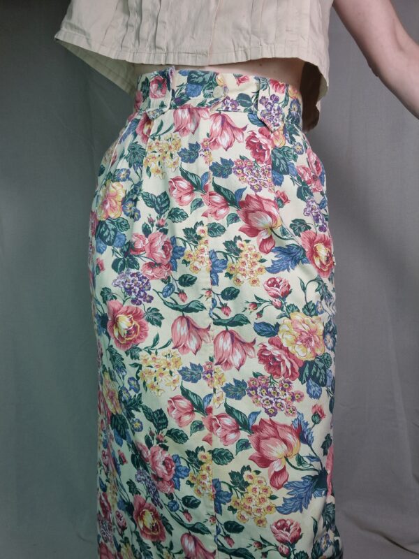 Floral Cotton Denim Midi Skirt Size 10 4