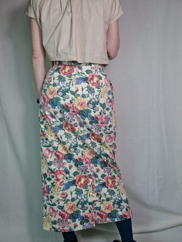 Floral Cotton Denim Midi Skirt Size 10 2