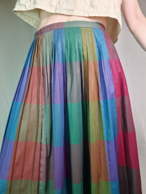 Muted Rainbow Pleated Check Skirt 12 4