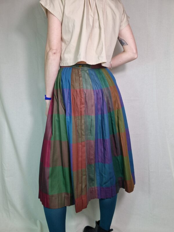 Muted Rainbow Pleated Check Skirt 12 2