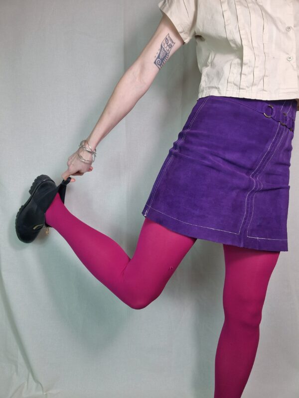 60s Purple Suede Mini Skirt Size 8 4