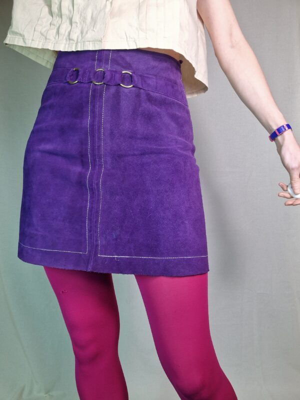 60s Purple Suede Mini Skirt Size 8 1