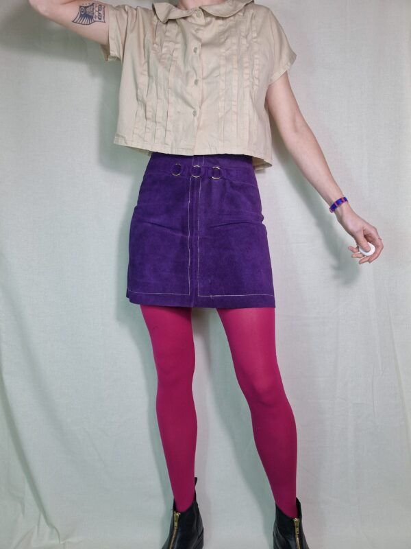 60s Purple Suede Mini Skirt Size 8 2