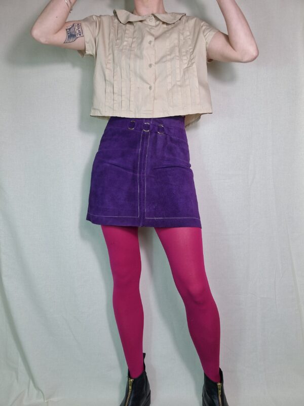 60s Purple Suede Mini Skirt Size 8 3