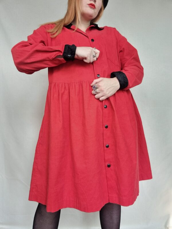Red Needlecord Smock Dress UK 20-24 1