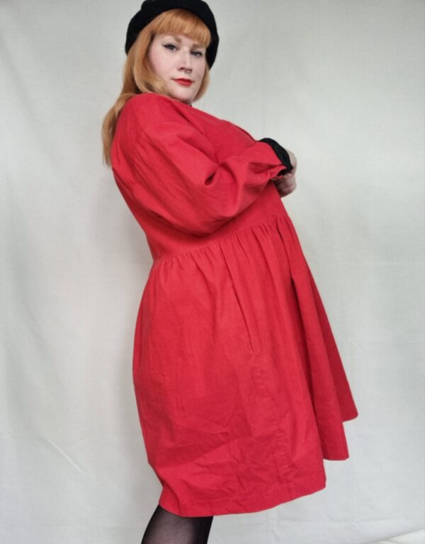 Red Needlecord Smock Dress UK 20-24 3