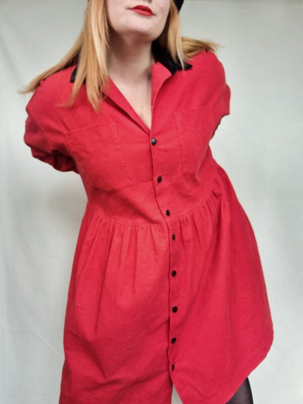 Red Needlecord Smock Dress UK 20-24 2