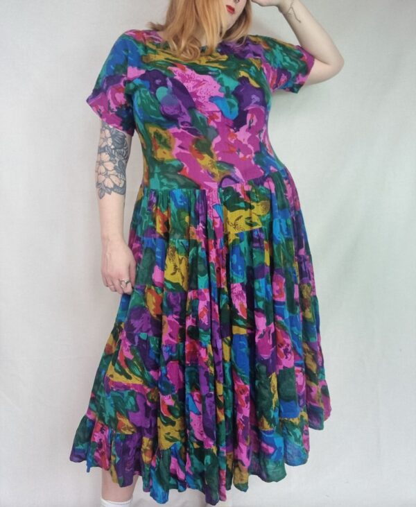 Flowy Teal and Pink Maxi Dress Uk 18-20 3