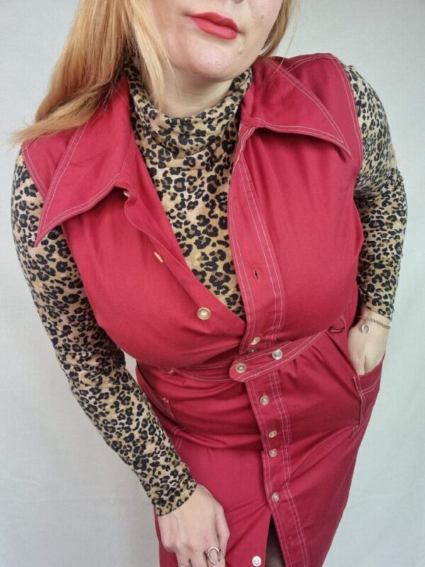 Sleeveless Red Shirt Dress UK 16-18 - Image 2