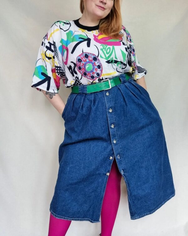 Denim Button Front Skirt UK 16-18 1